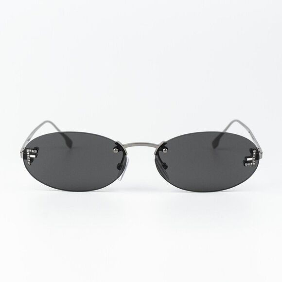 Fendi FIRST CRYSTAL Women Sunglasses Silver Grey Oval FE4075US 12A NEW AUTHENTIC main image 5